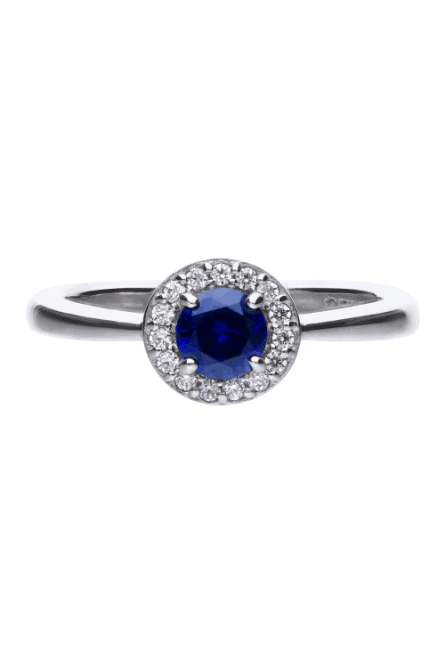Solitär Ring Silber mit blauem Zirkonia