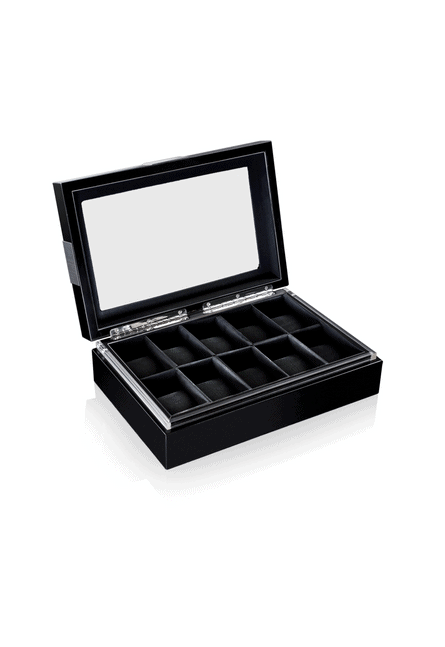 Uhrenbox mit Sichtfenster Executive 10 - Schwarz-Schwarz