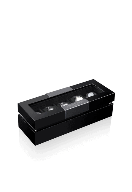 Uhrenbox mit Sichtfenster Executive 5 - Schwarz/Schwarz