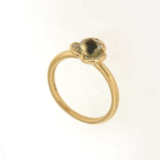 Ring Gelbgold 750 mit grünem Amethyst