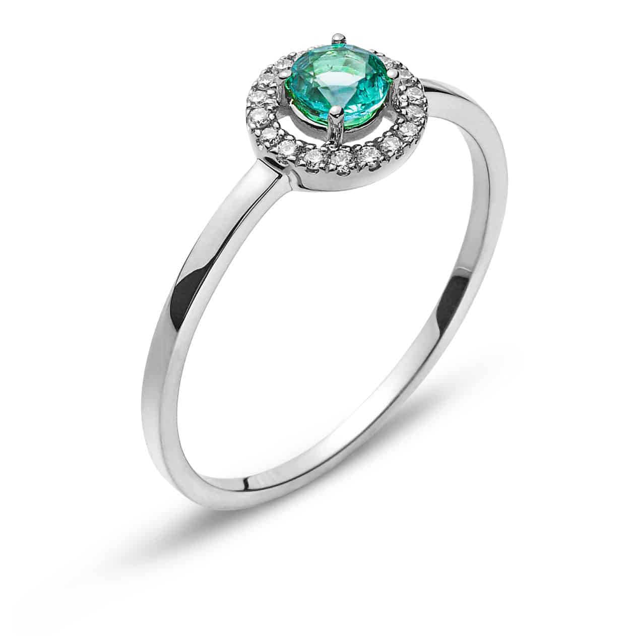 Ring Weissgold 750 mit rundem Smaragd