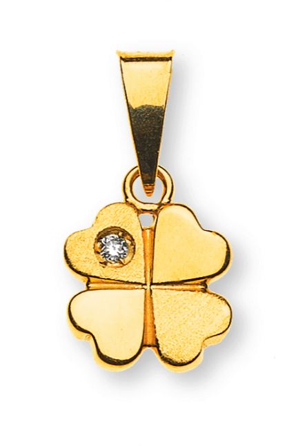 Diamantanhänger Kleeblatt Gelbgold 750